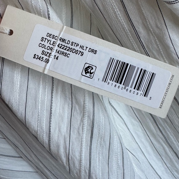 REBECCA TAYLOR | NWT Rumpled Stripe Halter Maxi Dress | White 14 - Picture 6 of 15